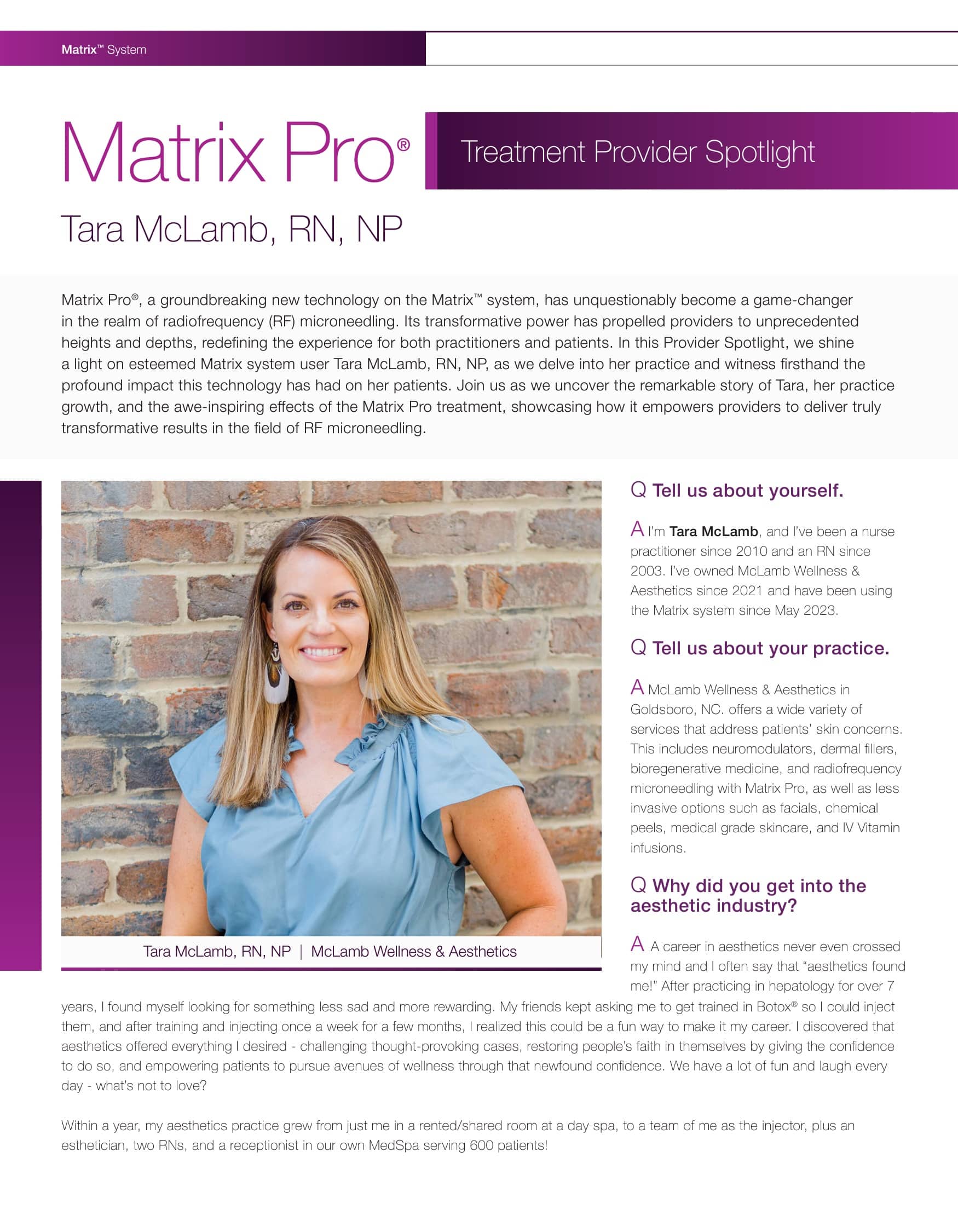 Matrix Provider Spotlight Tara McLamb, NP page 1